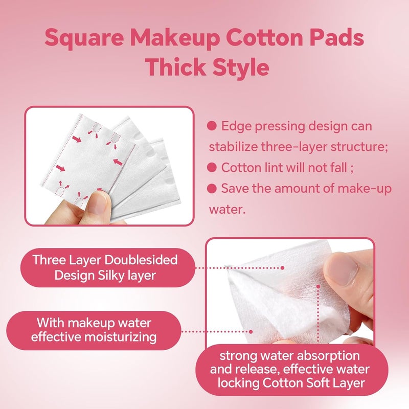 ICOTLE Square Makeup Cotton Pads, 100 Thick and 400 Ultra-Thin, Soft, Lint-Free Pads for Makeup Removal, Toner Application and Daily Skincare - Image 4